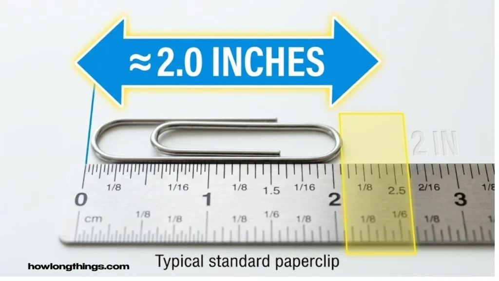2 inches long A Standard Paperclip