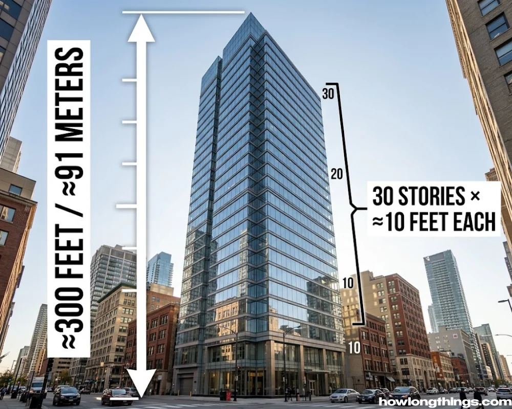 A 300 feet long 30-Story Building