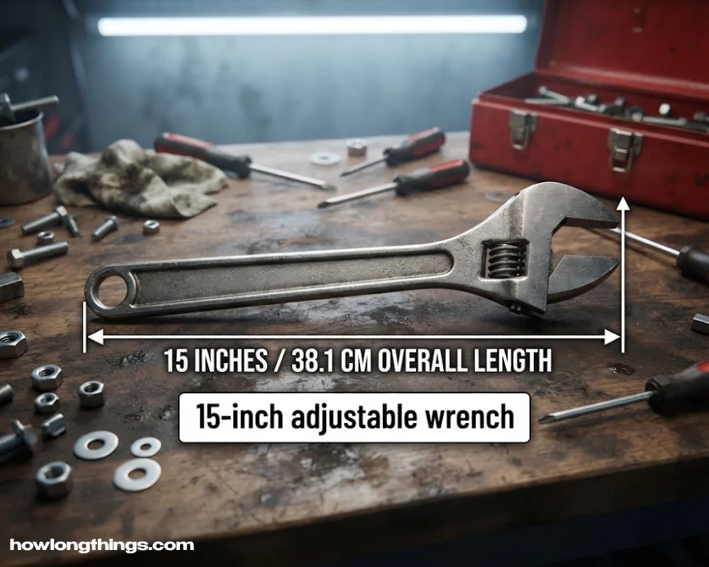 A 15-inch adjustable wrench