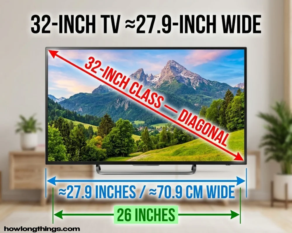 A 32-Inch Class TV Screen 26 inches long