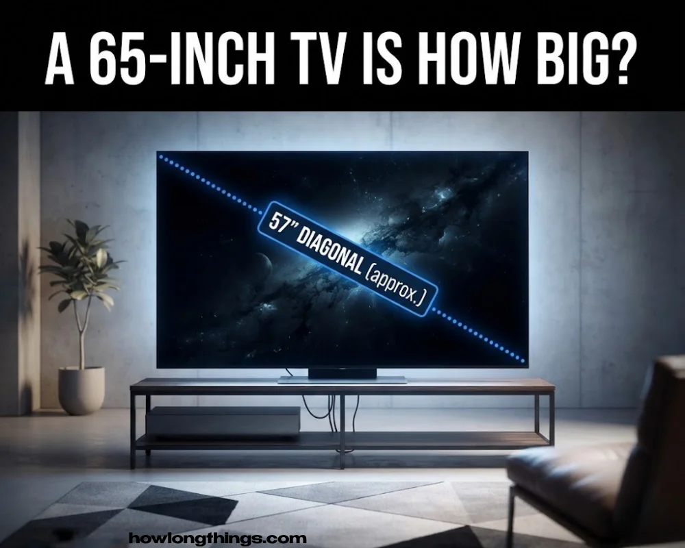 A 65 inch long TV, measured diagonally