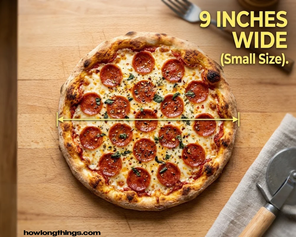 A 9-inches long personal pizza