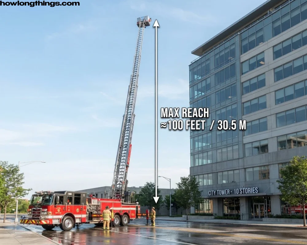 A Fire Truck's Aerial Ladder of 100 feet long