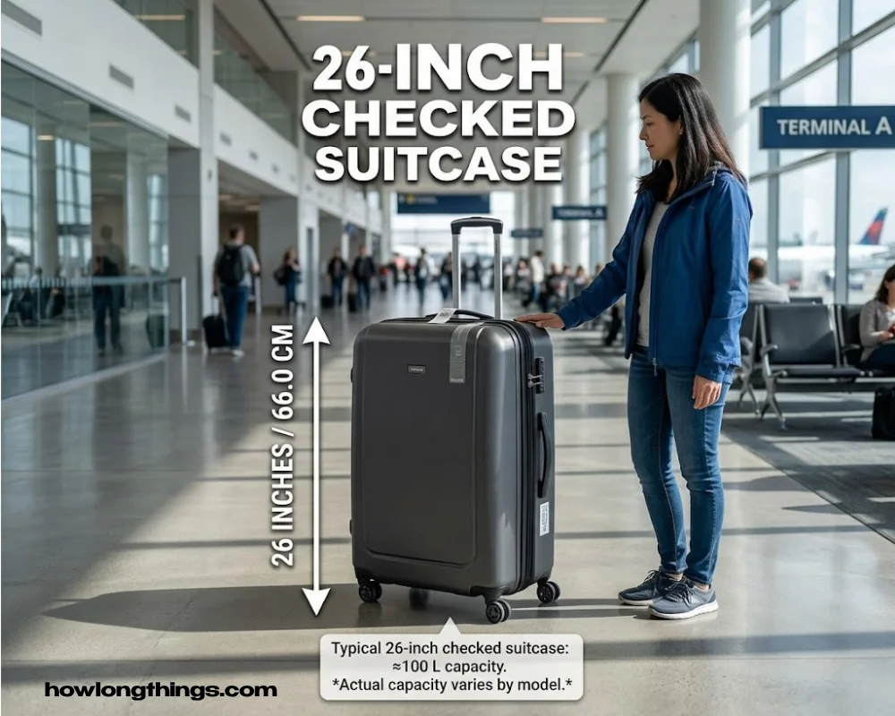 26 inches long Medium Checked Suitcase