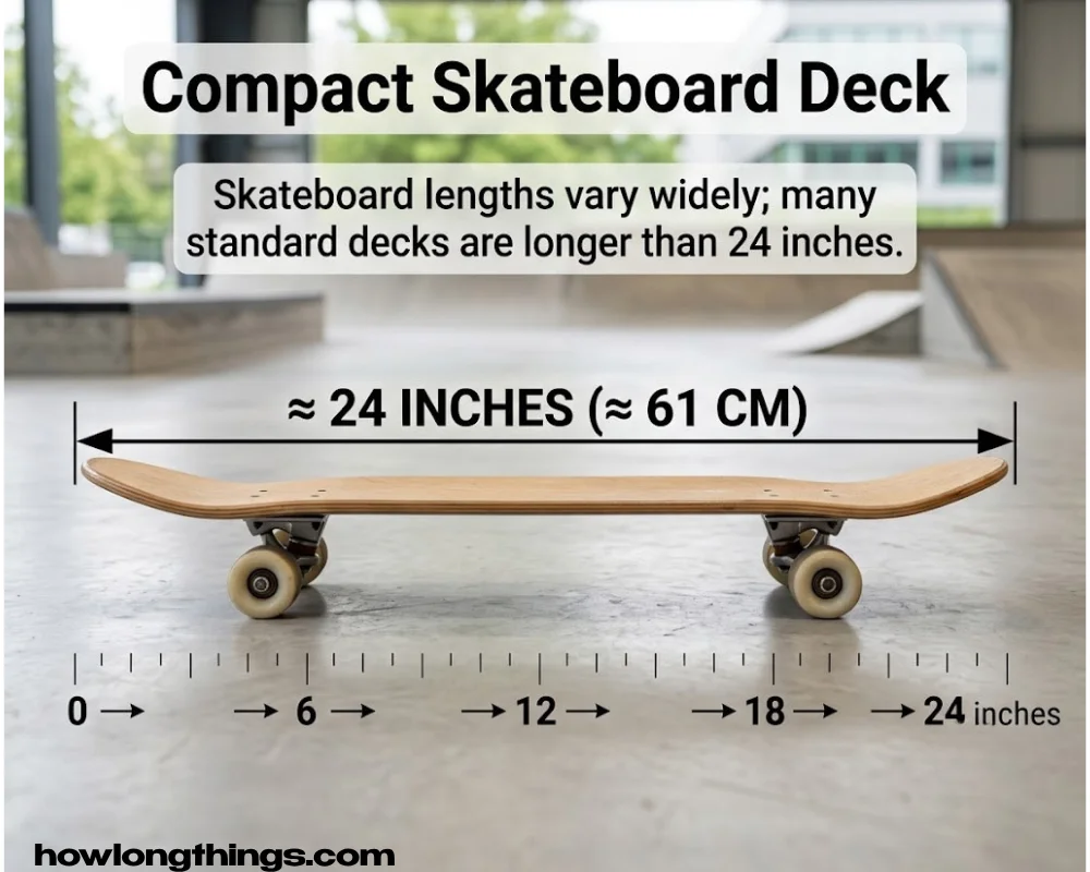 A Standard Skateboard Deck 24 inches long