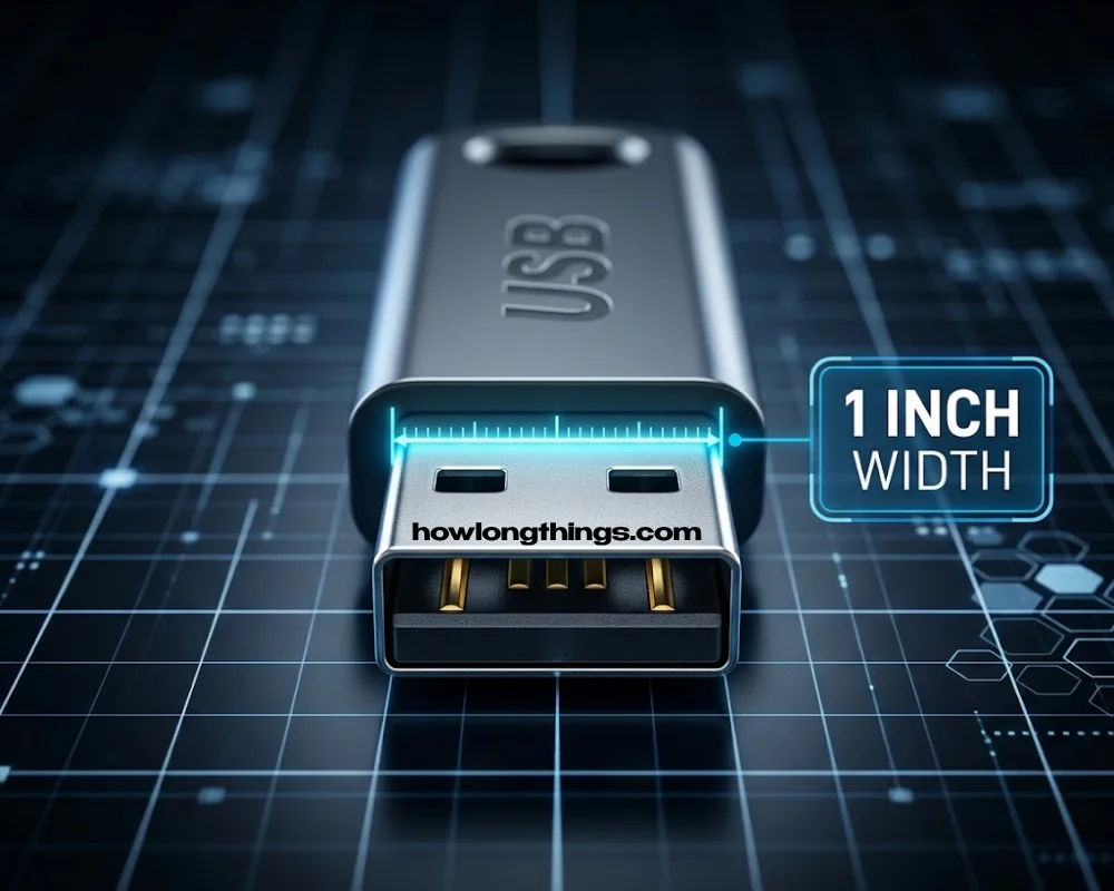 A USB Type-A connector of 1 inch long