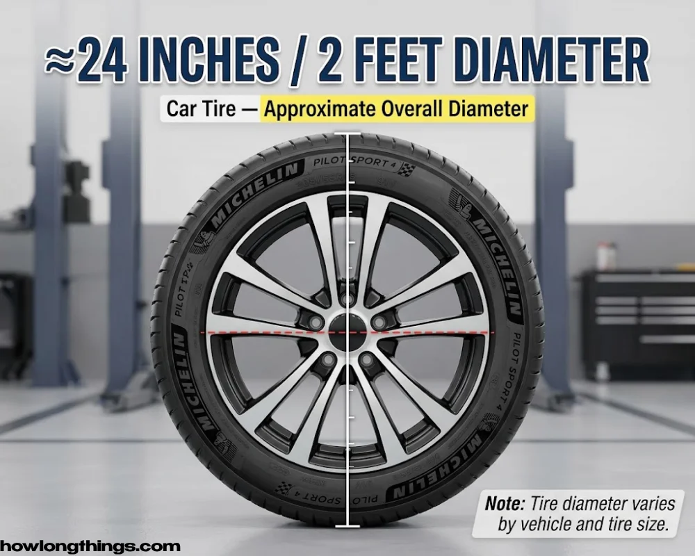 A car tire of 2 feet long