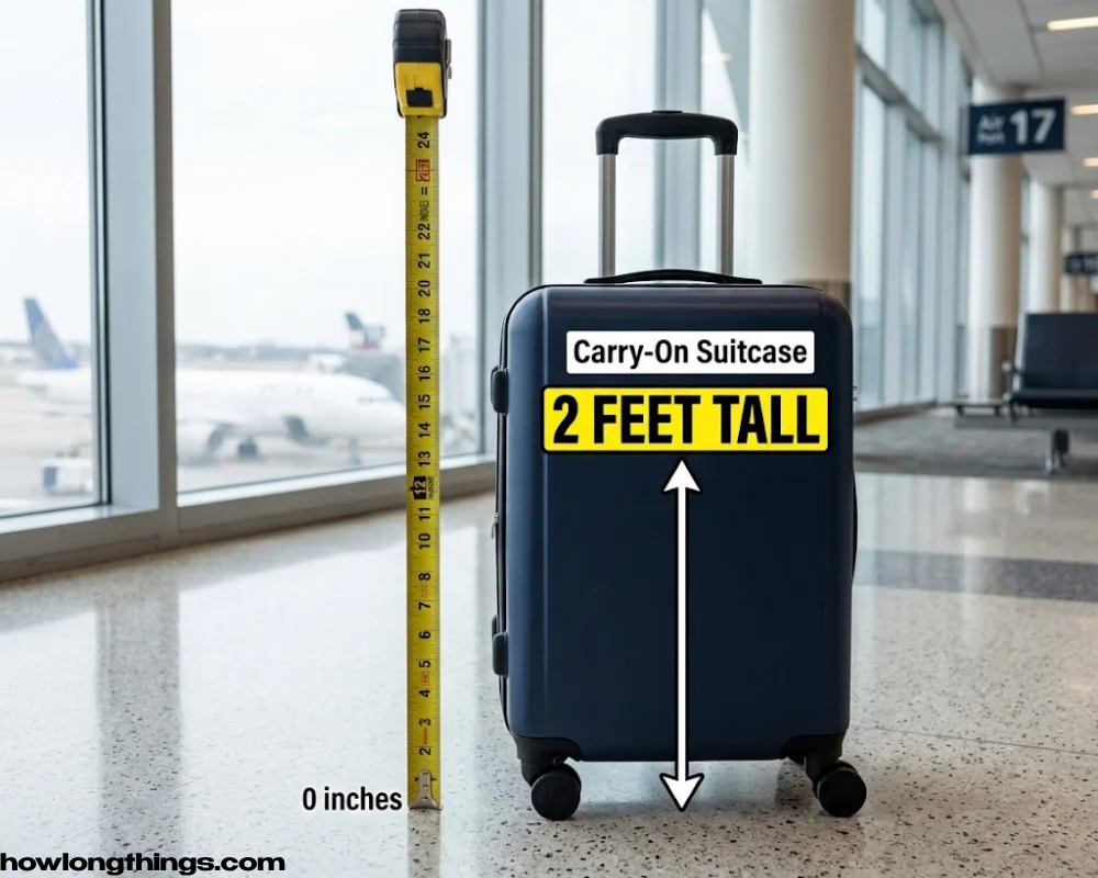A carry-on suitcase of 2 feet long