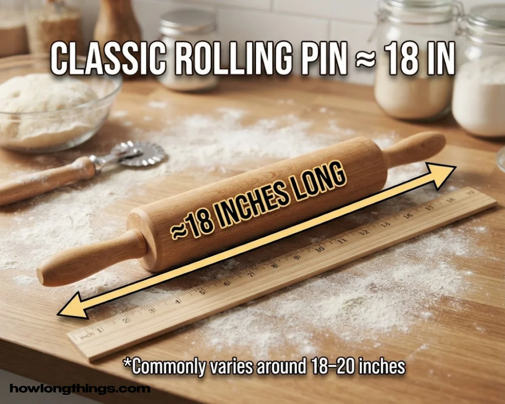 A 18 inches long classic wooden rolling pin