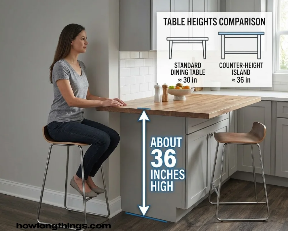 A dining table height how long is 36 inches