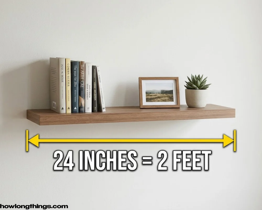 A floating wall shelf of 2 feet long