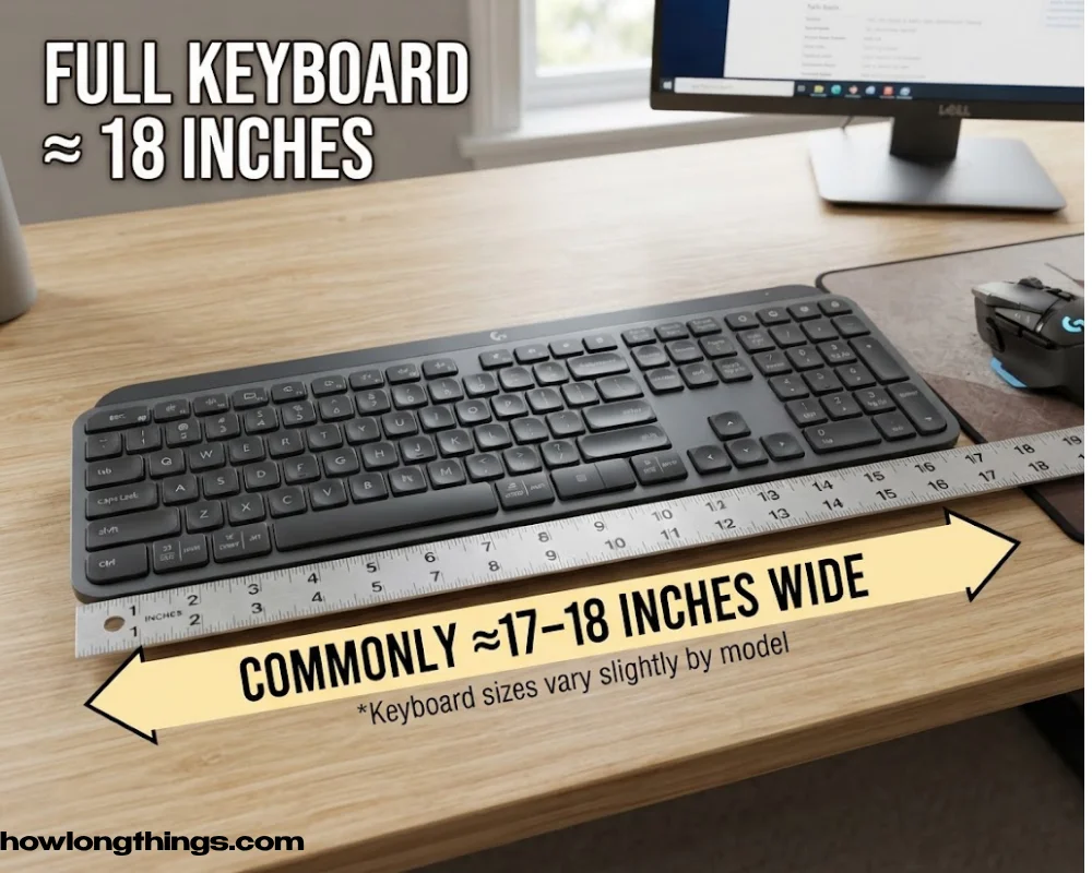 A full-size keyboard of 18 inches long