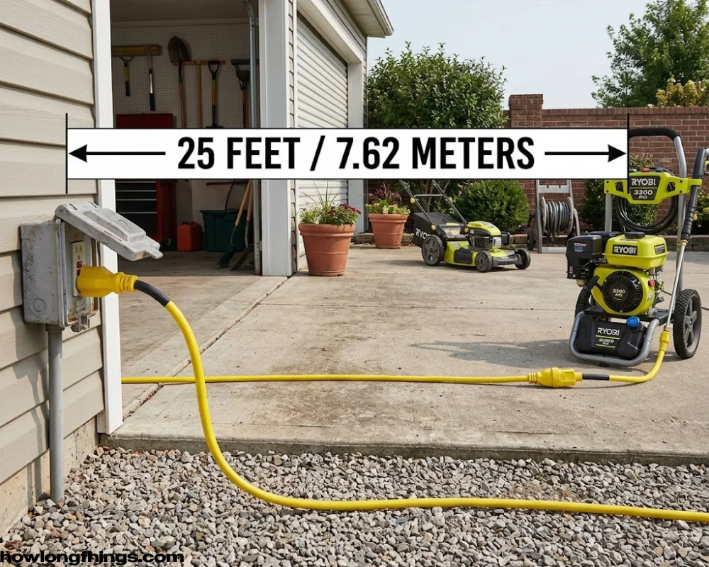 A heavy-duty outdoor extension cord of 25 feet long