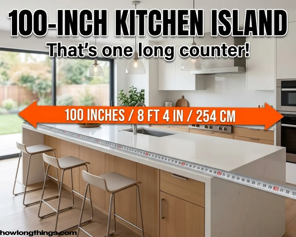 A 100 inches long kitchen island