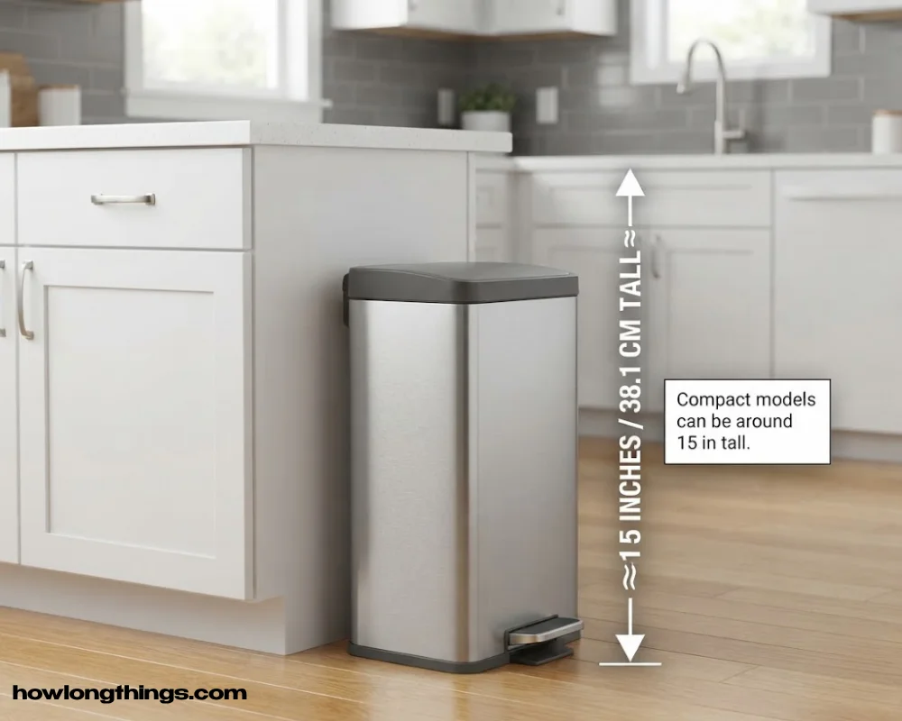 A kitchen waste bin of 15 inches long