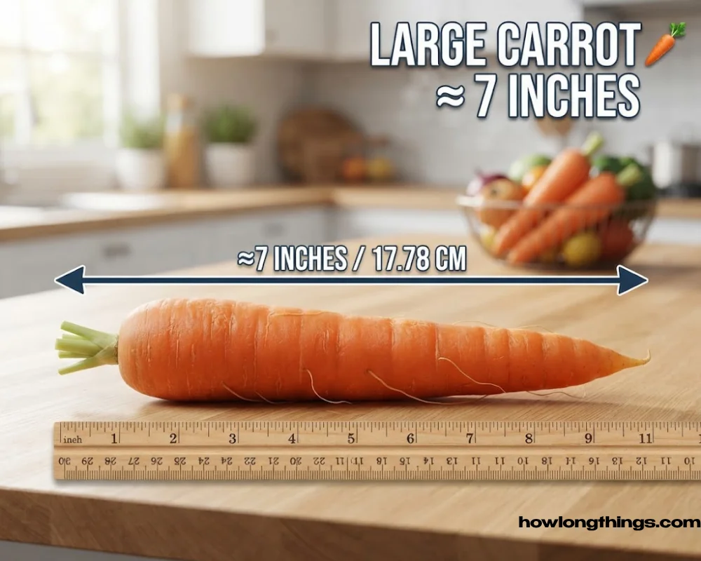 A 7 inches long large carrot