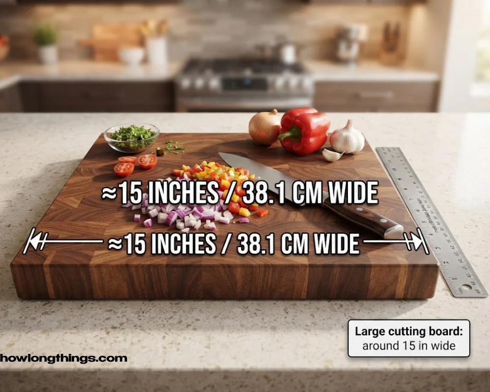 A large cutting board of 15 inches long