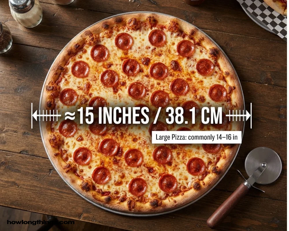 A large pizza of 15 inches long