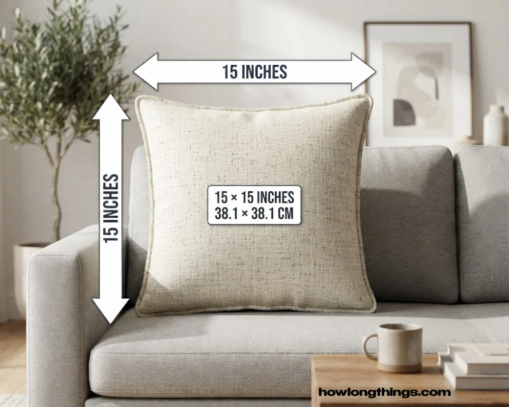 A large square throw pillow of 15 inches long