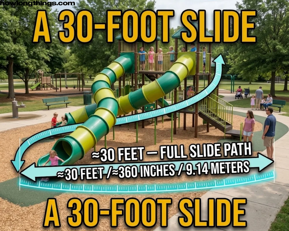 A long playground slide of 30 feet