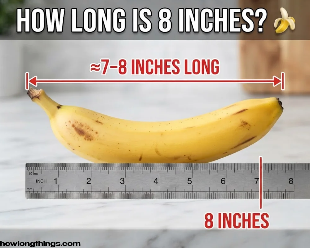A medium banana of 8 inches long