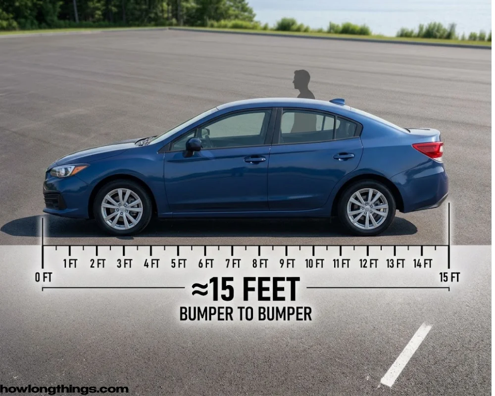 A mid-size sedan of 15 feet long
