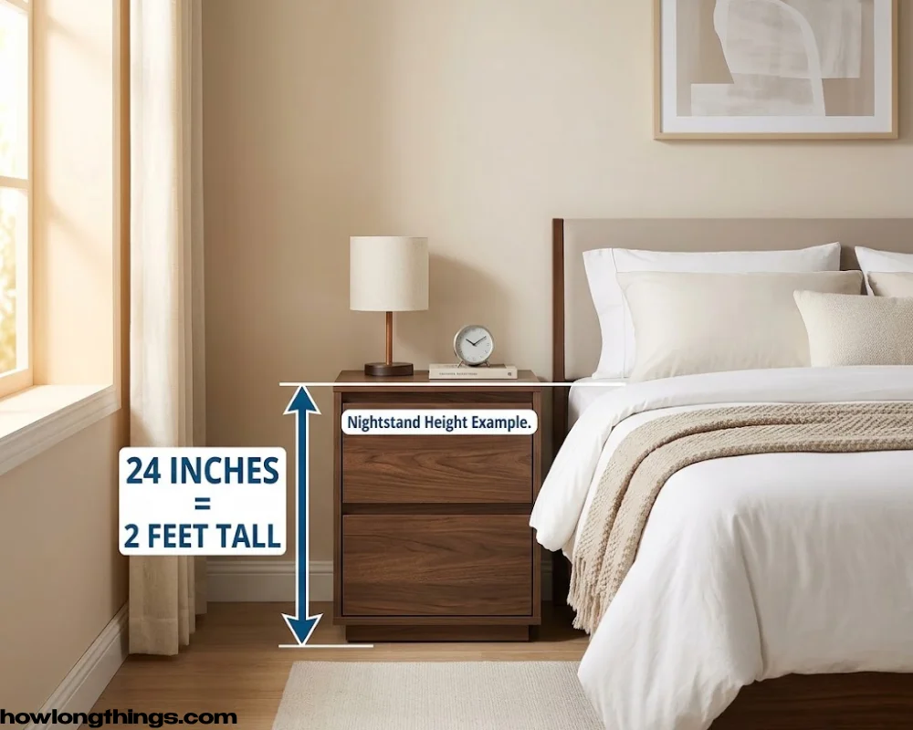 A nightstand's 2 feet long height 