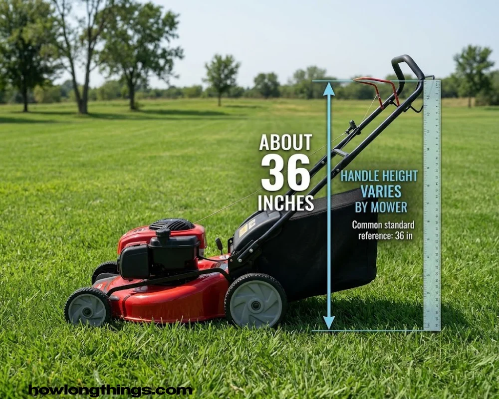 A push lawn mower handle height how long is 36 inches