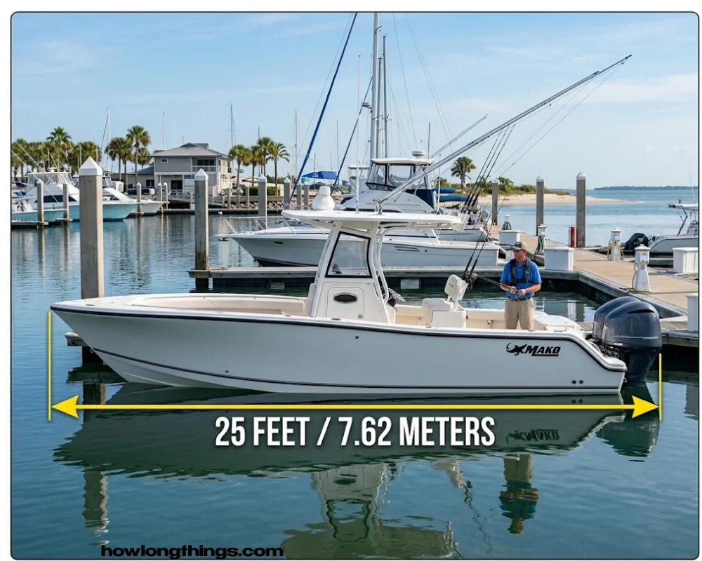 A recreational fishing or sailboat of 25 foot long