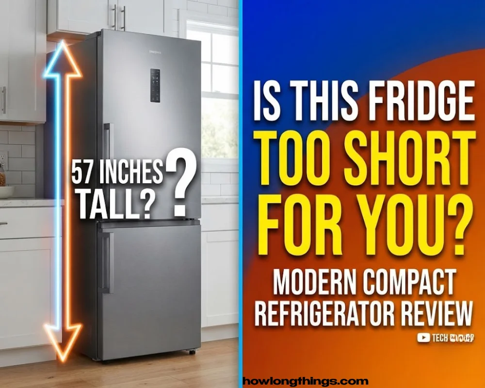 57 inches long A refrigerator