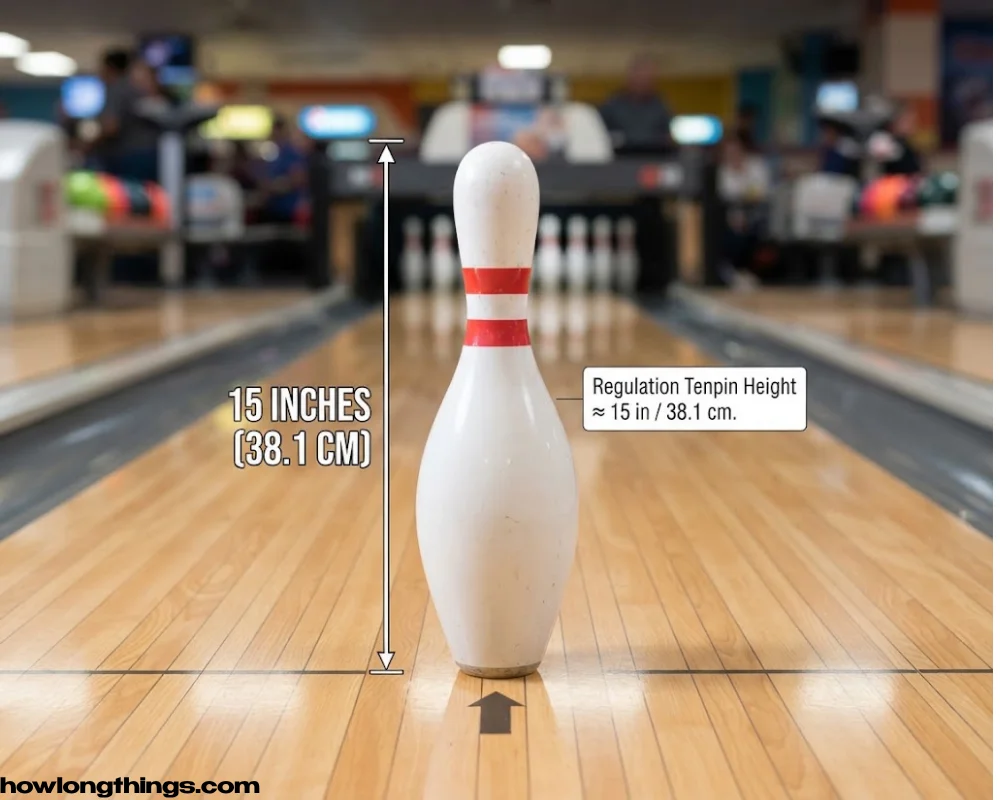 A regulation bowling pin of 15 inches long