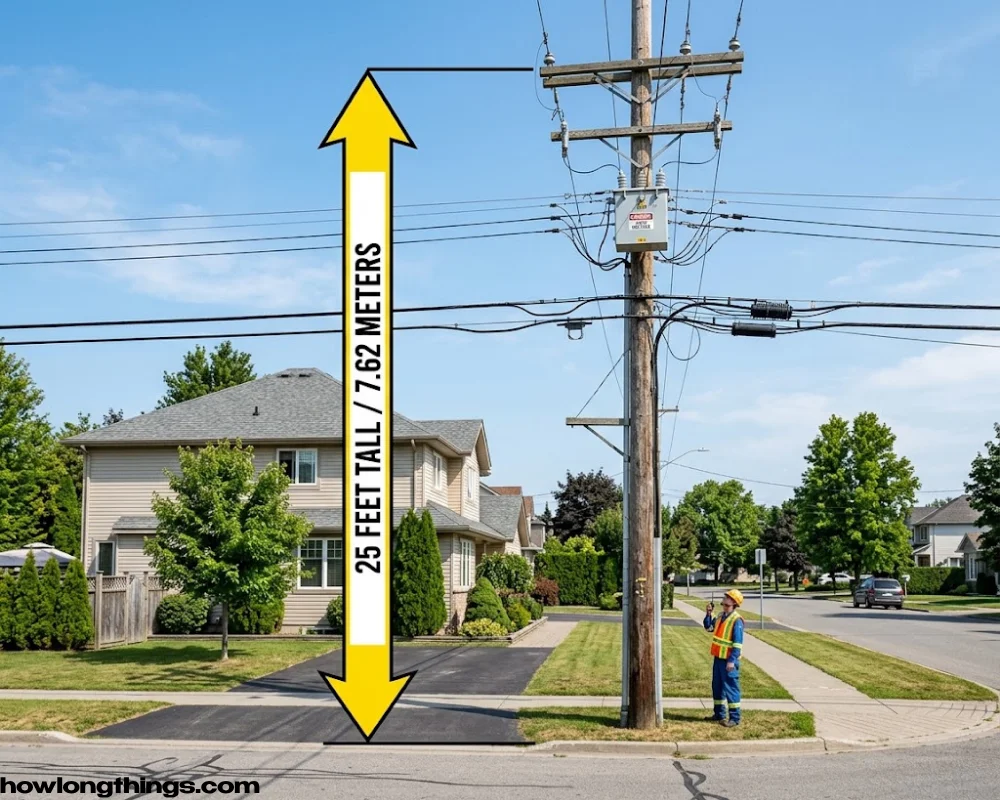 A residential telephone pole of 25 foot long