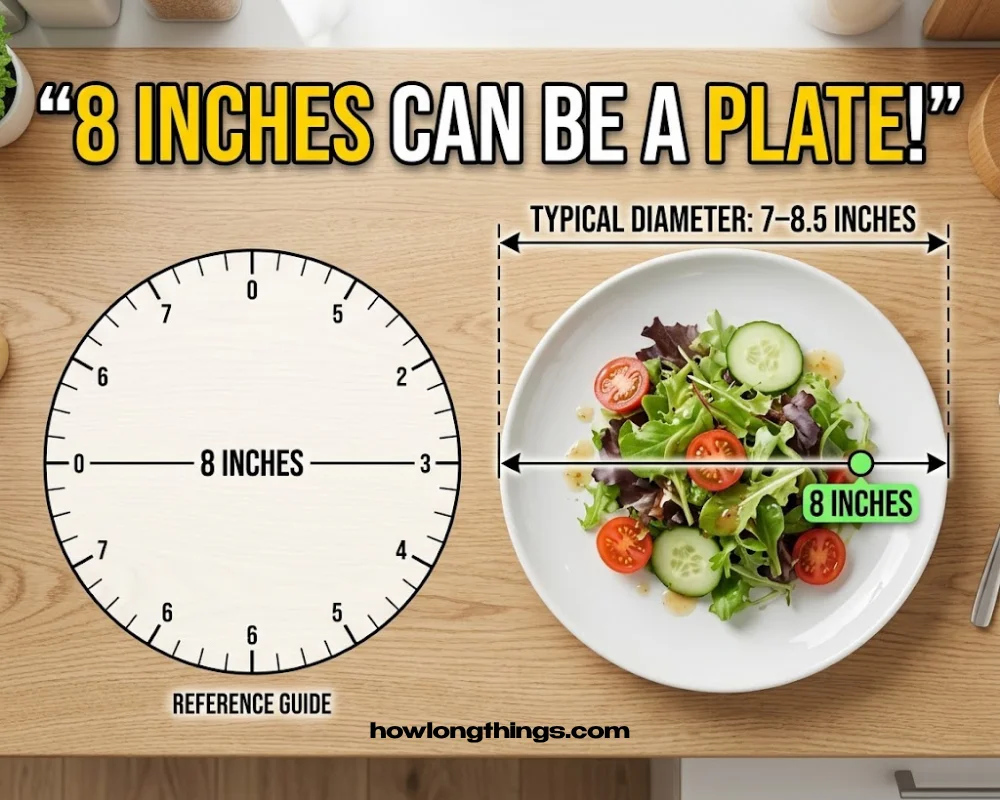 A salad plate of 8 inches long