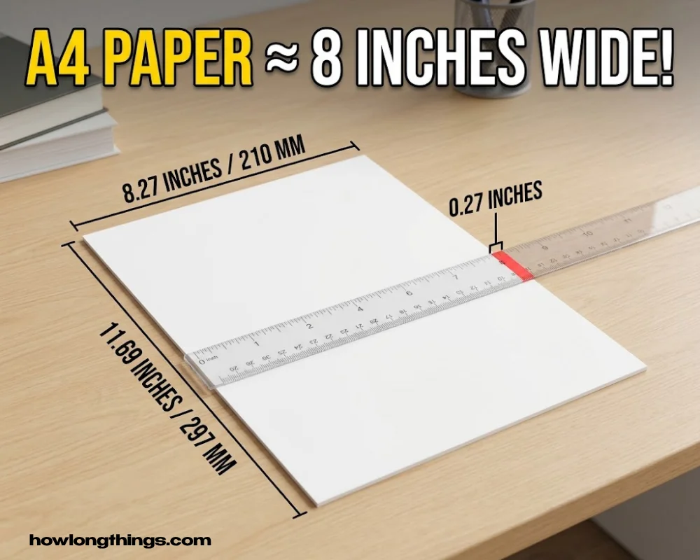 A sheet of A4 paper of 8 inches