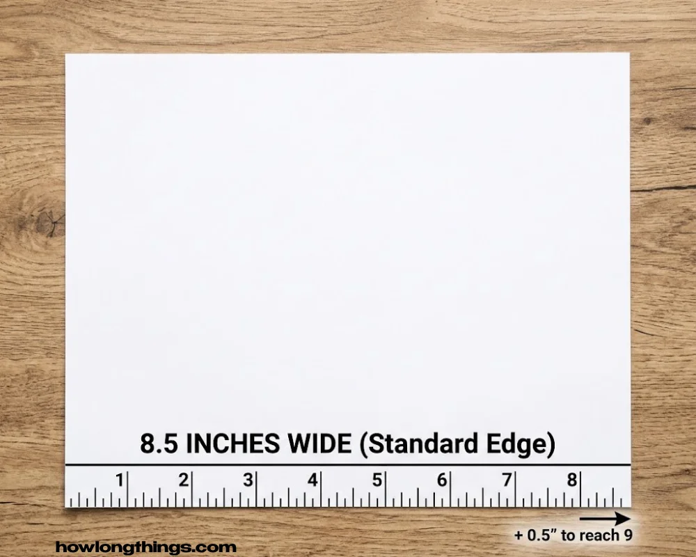 A sheet of paper's short edge, plus half an inch