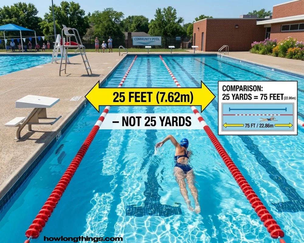 A short-course swimming pool of 25 foot long