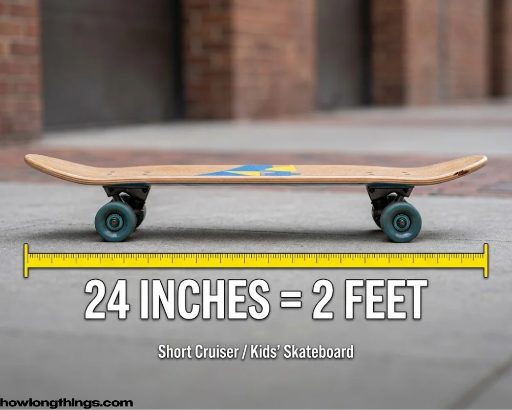 A skateboard deck of 2 feet long