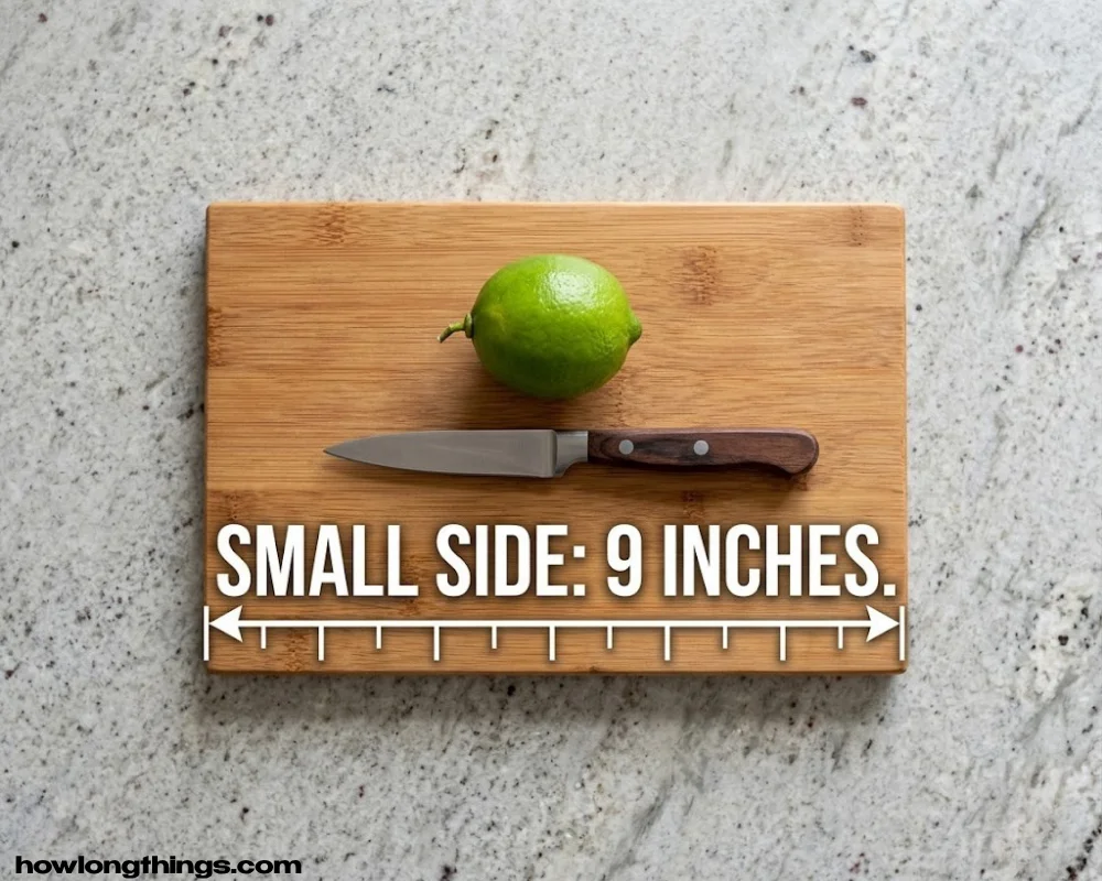 9 Inches Long A small cutting board