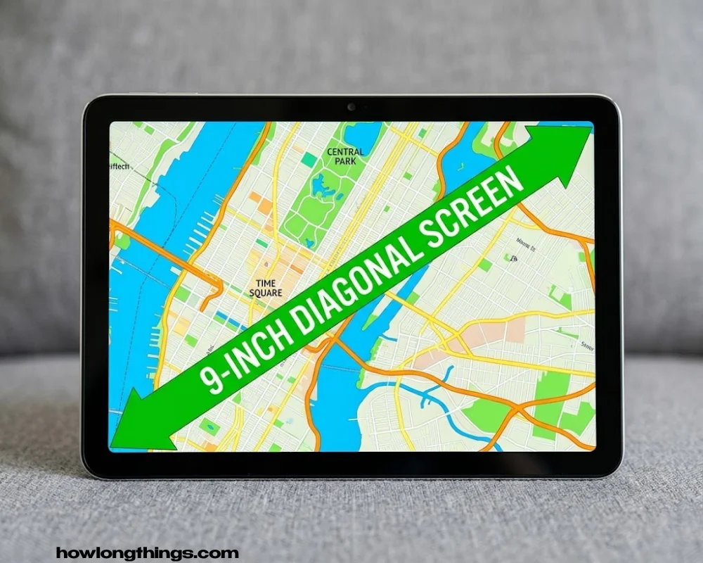 9 Inches long a small tablet screen