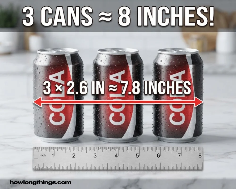A soda can, tripled of 8 inches long