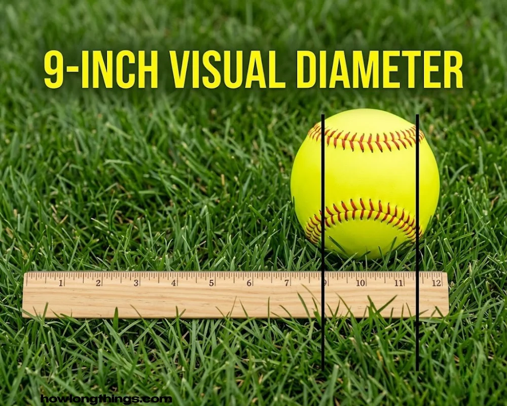 9 Inches Long A softball