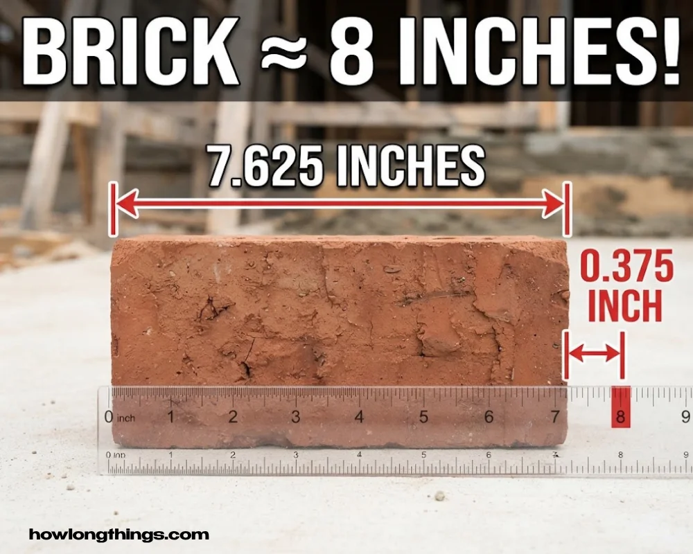 A standard building brick of 8 inches long