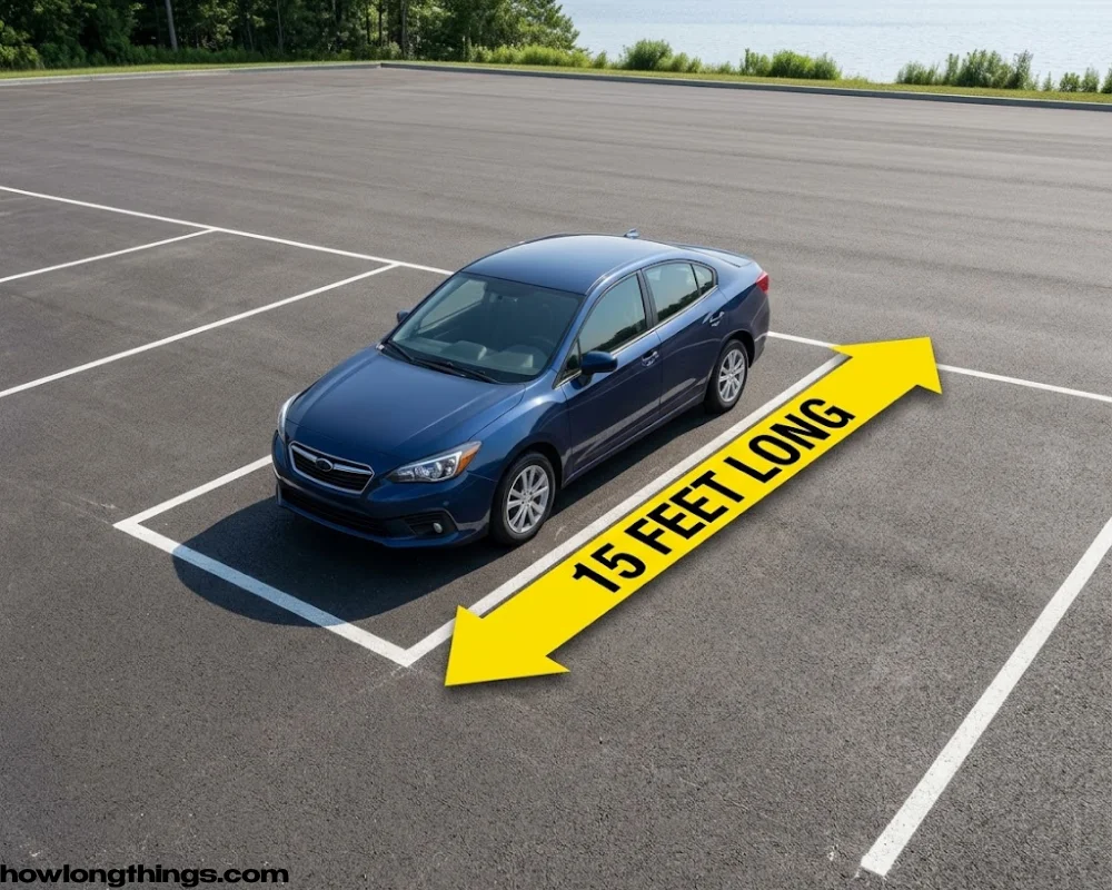 A standard parking space of 15 feet long