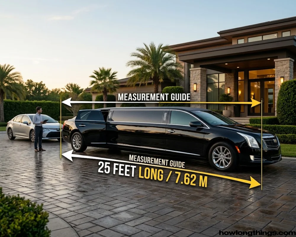 A stretch limousine of 25 foot long