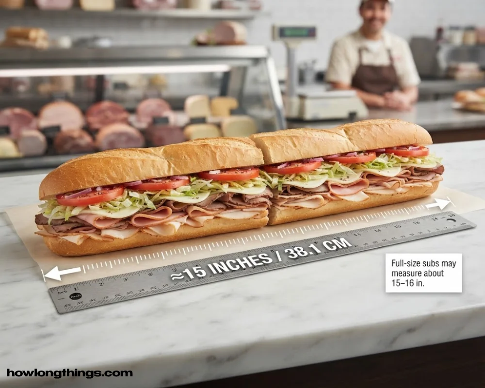 15 inches long A submarine sandwich