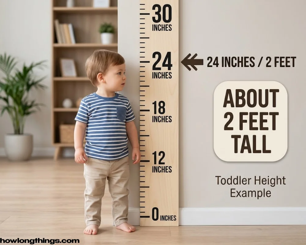 A toddler between 18 and 24 months old 2 feet long reference