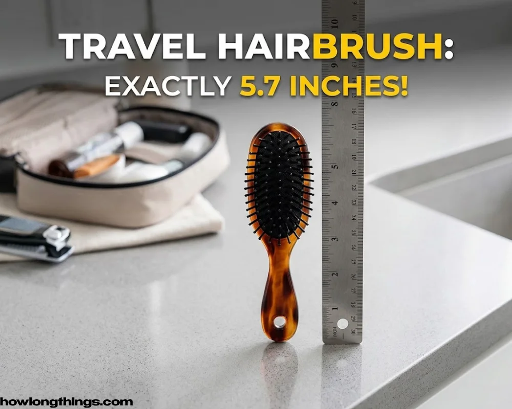 A 5.7 inches long travel-size hairbrush