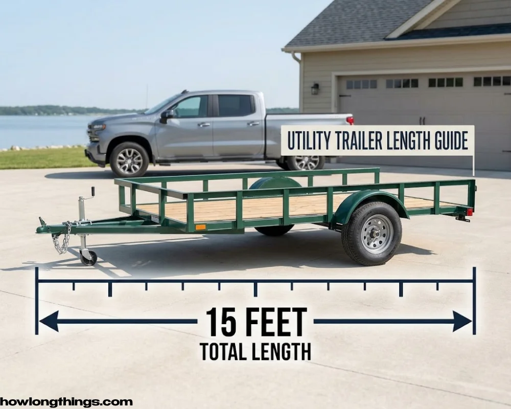 A utility trailer of 15 feet long