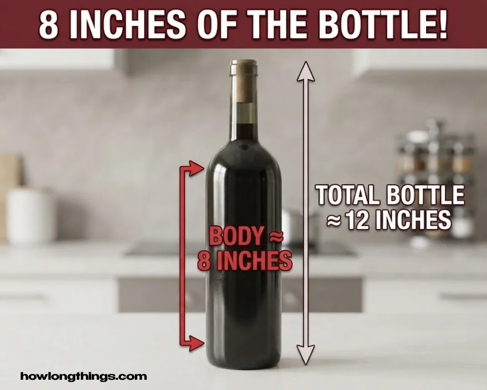 A wine bottle's shoulder height of 8 inches