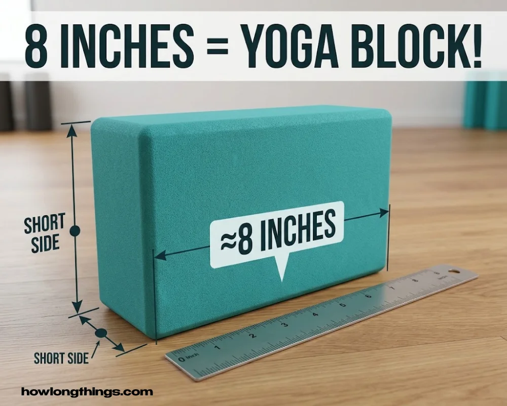 A yoga block of 8 inches long